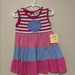 Boutique 3 Tiered Dress with fabric flower